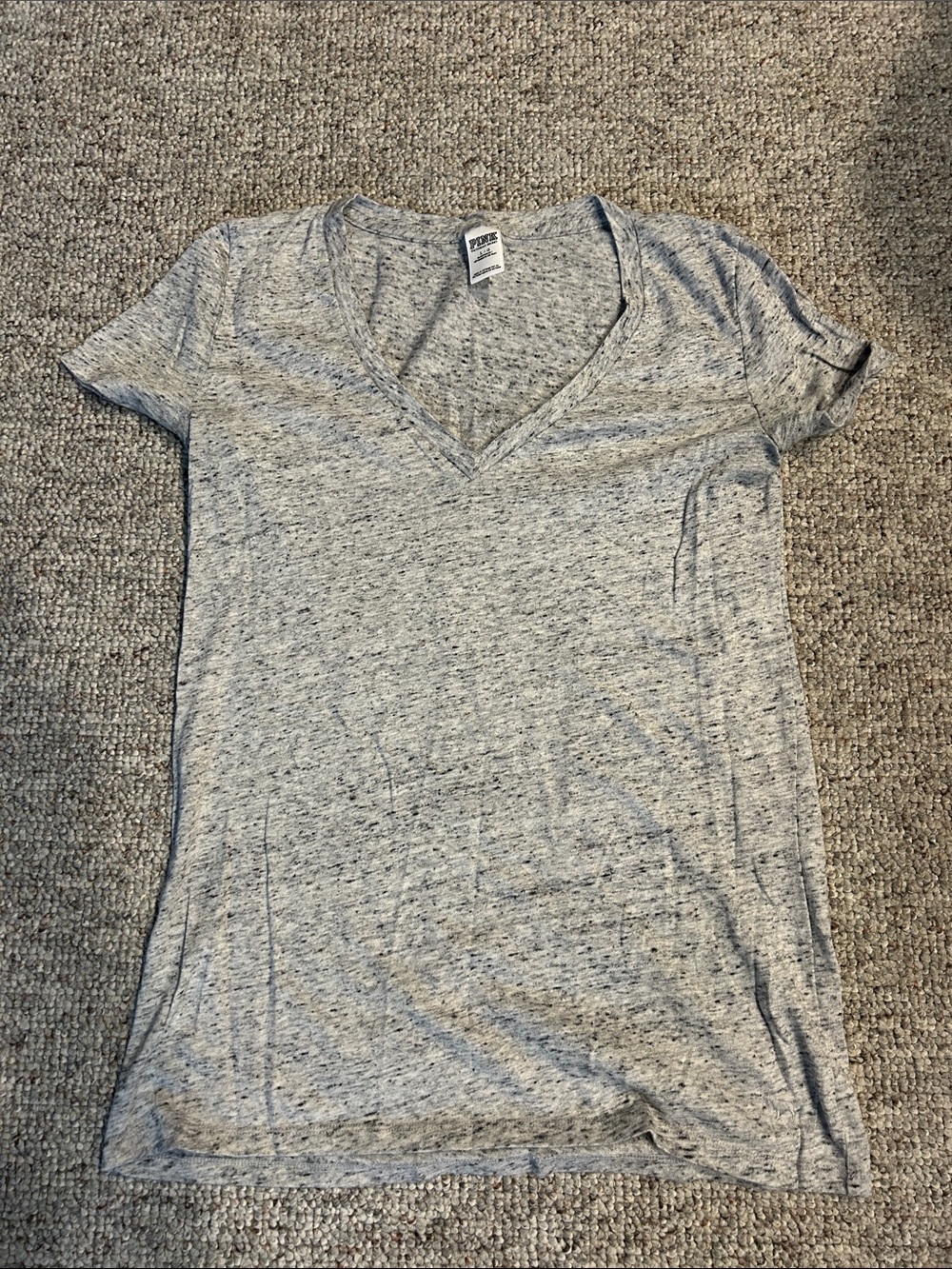PINK Victoria's Secret Heathered Light Gray V-Neck Tee
